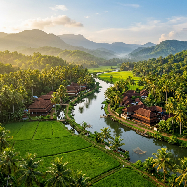 Scenic view of Kumbalangad village in Kerala
